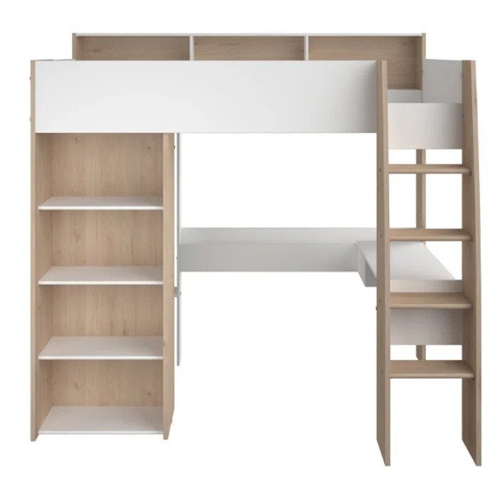 Hoogslaper met bureau en opbergruimte, Ophalen, Eenpersoons, Zo goed als nieuw, 200 cm