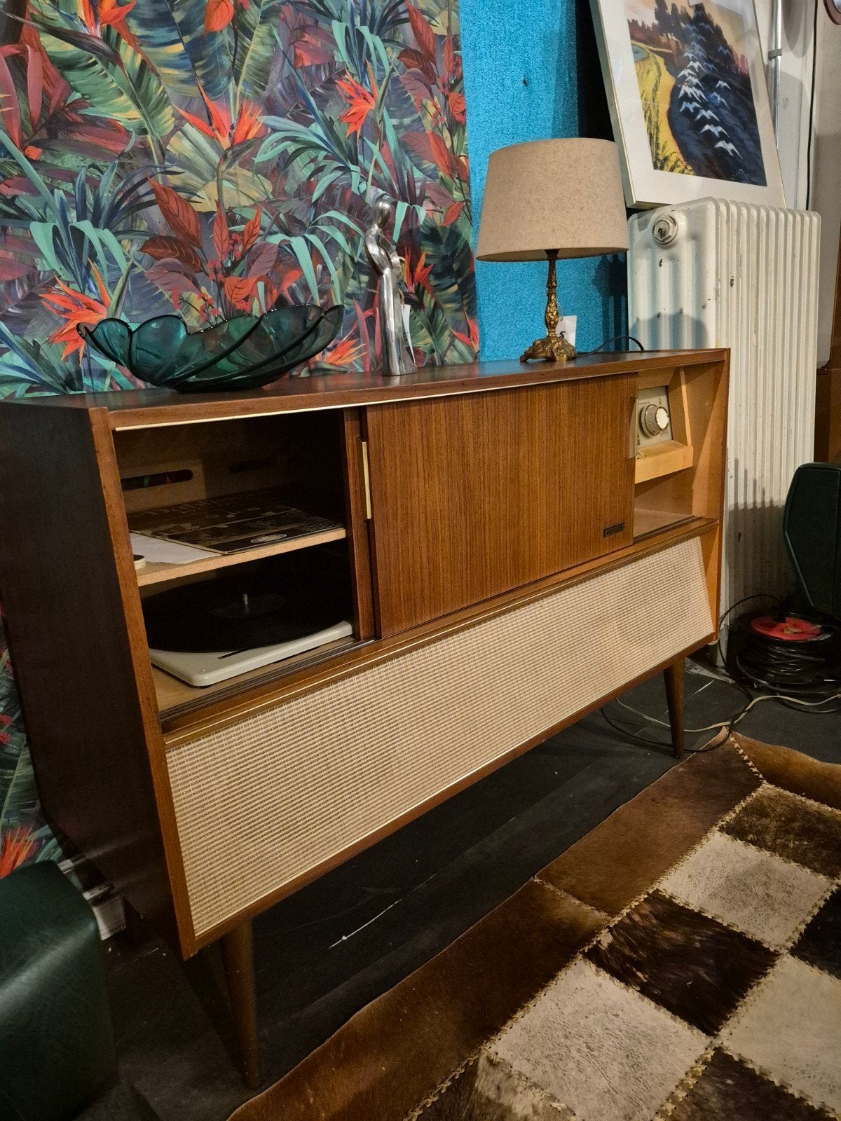 Vintage Grundig Radio Meubel met Platenspeler, Antiek en Kunst, Ophalen