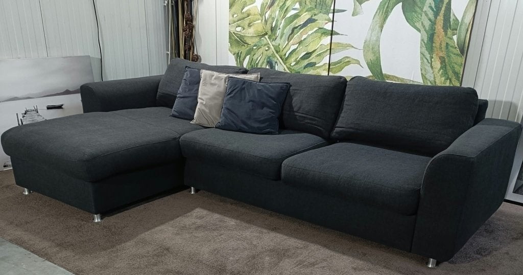 Antracietkleurige hoekbank (bezorgoptie), Huis en Inrichting, Ophalen, 250 tot 300 cm, Hoekbank, Zo goed als nieuw
