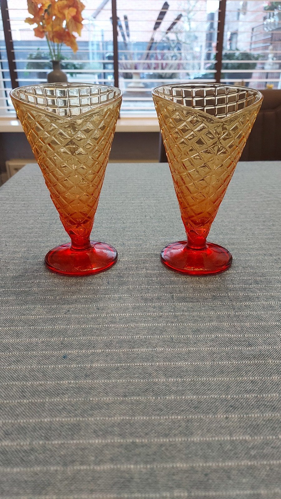 2x IJscoupe / Frietbakje - Glas en Keramiek, Ophalen, Nieuw, Overige merken, Oranje