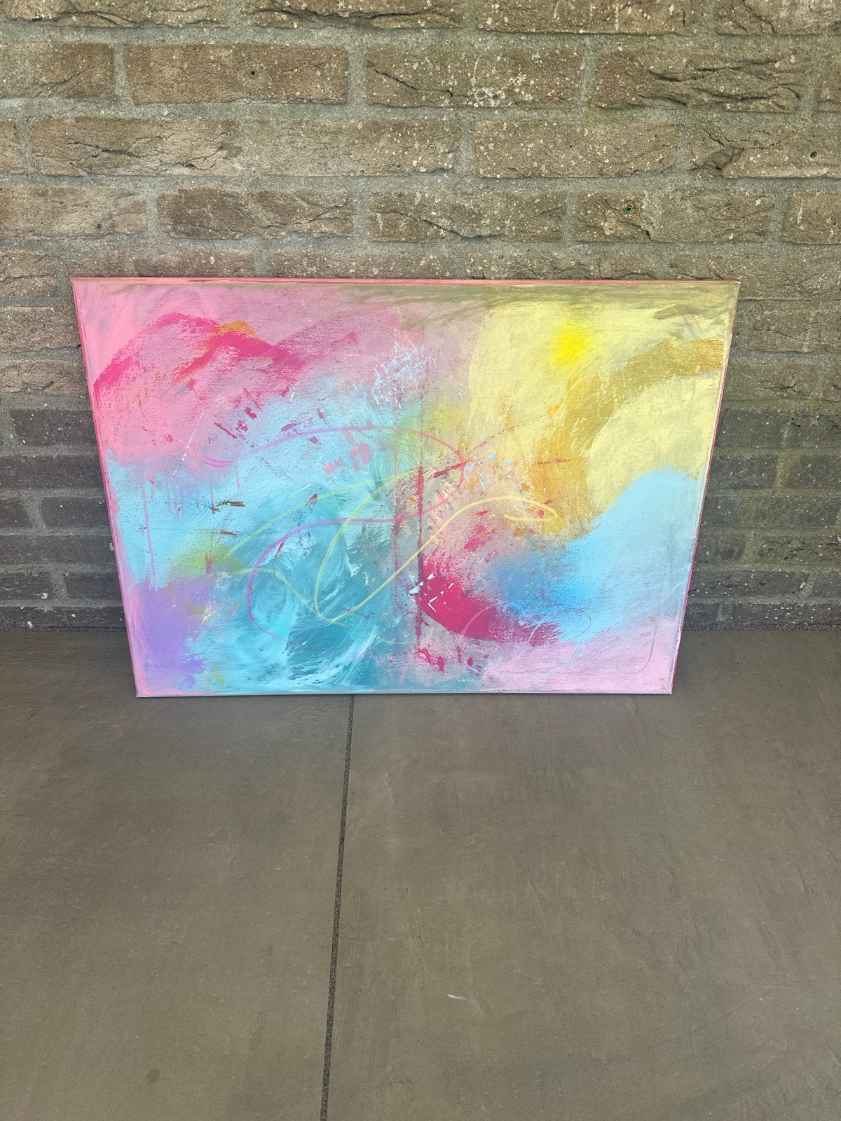 Abstract Acryl op Canvas Schilderij - intieme chaos, Antiek en Kunst, Ophalen of Verzenden