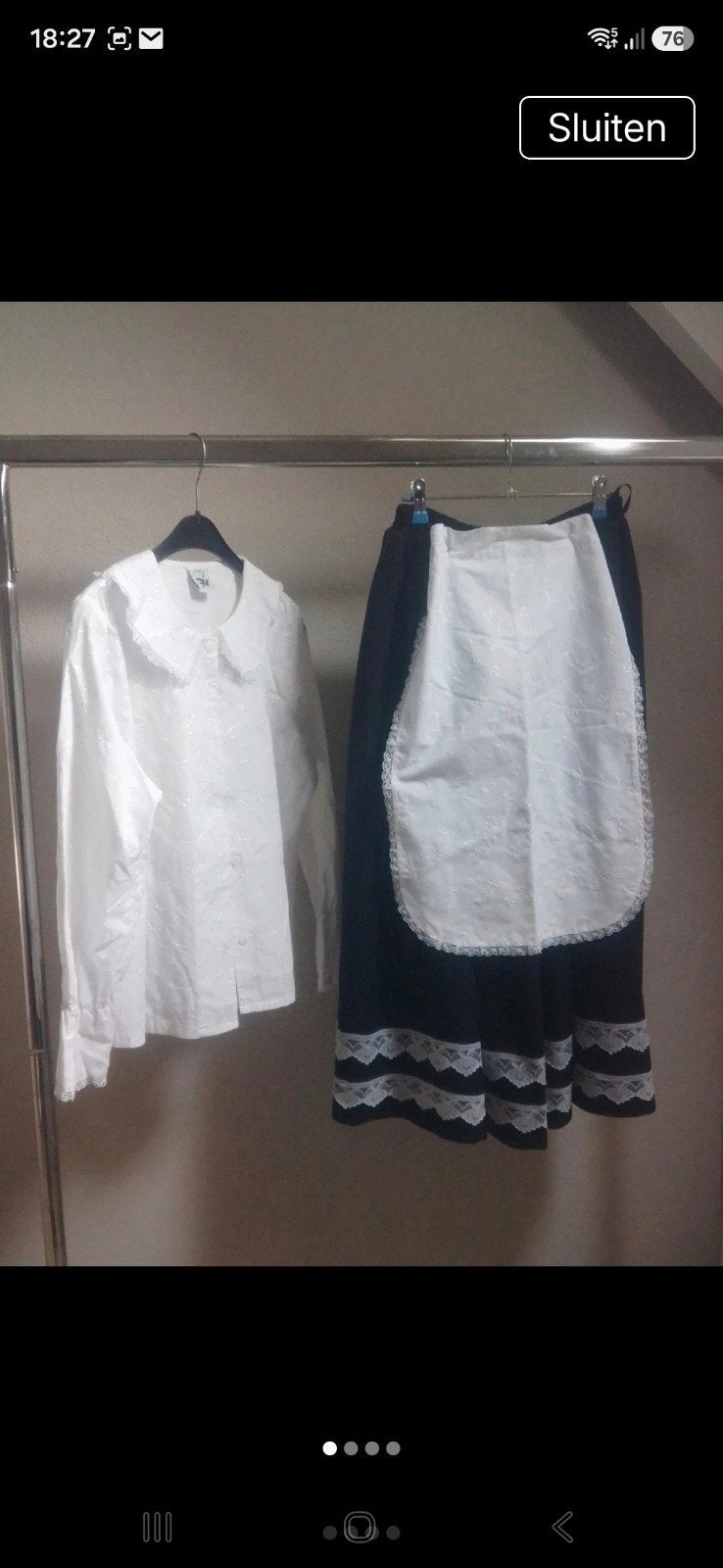 zwarte rok met witte blouse en schortje, Maat 38/40 (M), Carnaval, Ophalen of Verzenden, Zo goed als nieuw