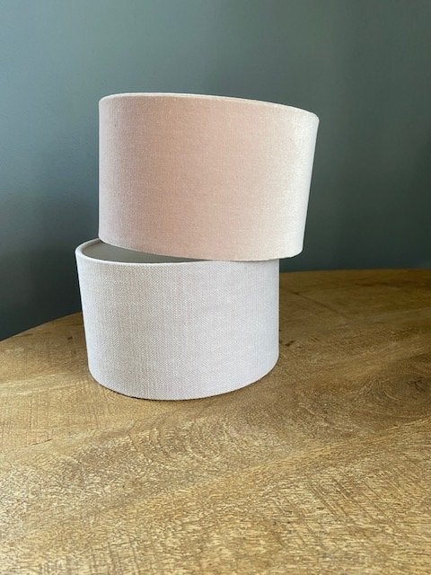 Set van 2 lampenkappen - Roze en Beige, Overige typen, Rond, Ophalen of Verzenden, Zo goed als nieuw
