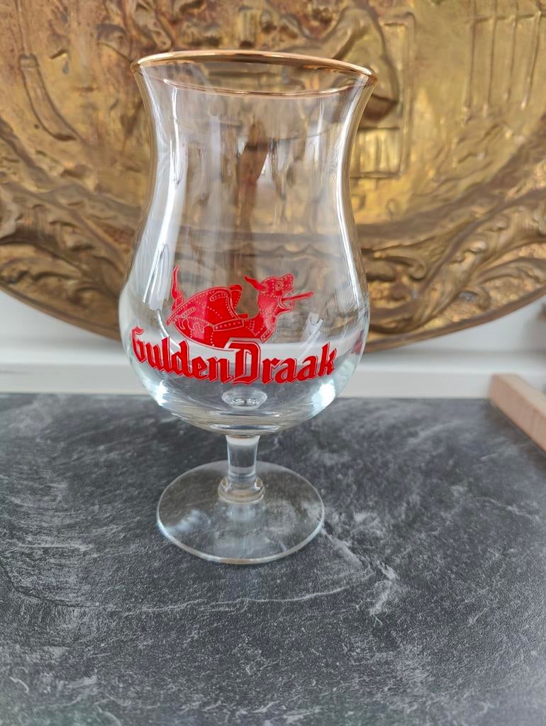 Gulden Draak bierglas met gouden rand, Verzamelen, Ophalen of Verzenden, Zo goed als nieuw, Bierglas