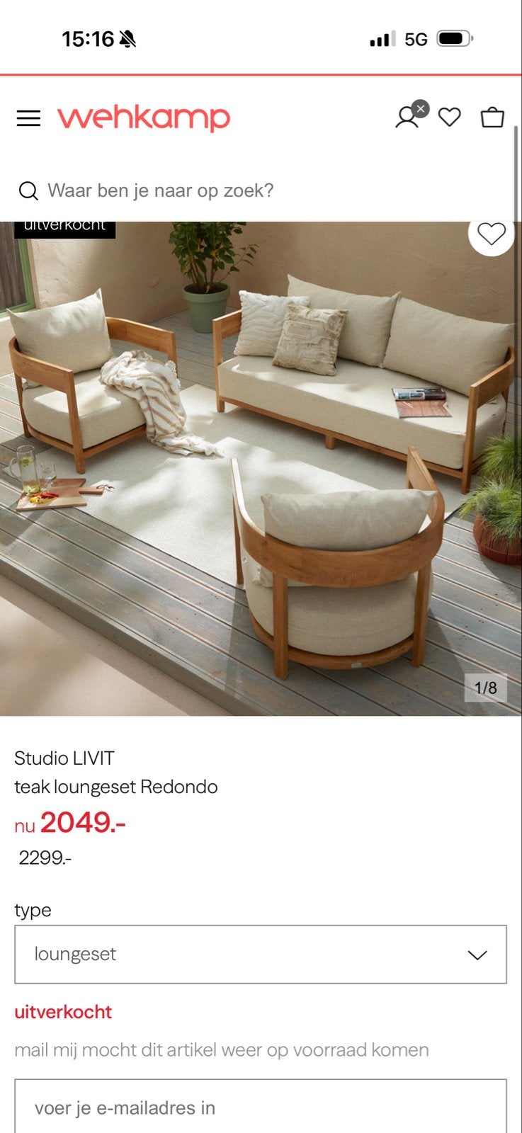 Luxe Loungeset studio LIVIT incl parasol, Ophalen of Verzenden, Zo goed als nieuw