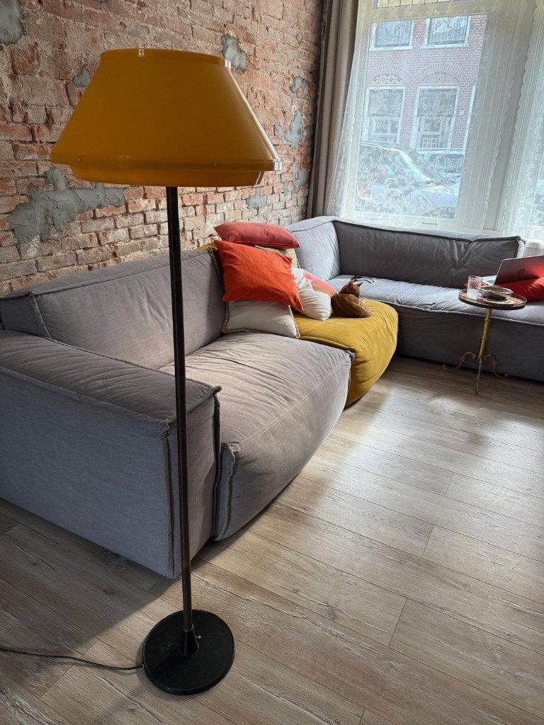 Vintage design LYFA Denmark oranje gele Space Age vloerlamp, Kunststof, Gebruikt, 100 tot 150 cm, Ophalen of Verzenden