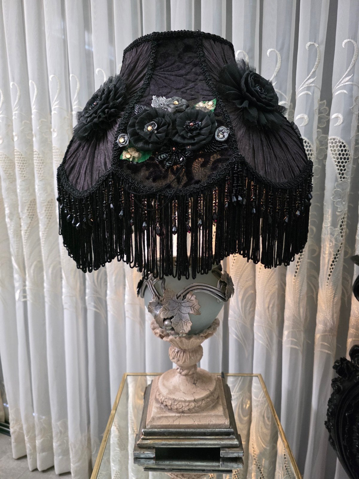 Manhattan schemerlamp met Baroque kap, Antiek en Kunst, Ophalen of Verzenden