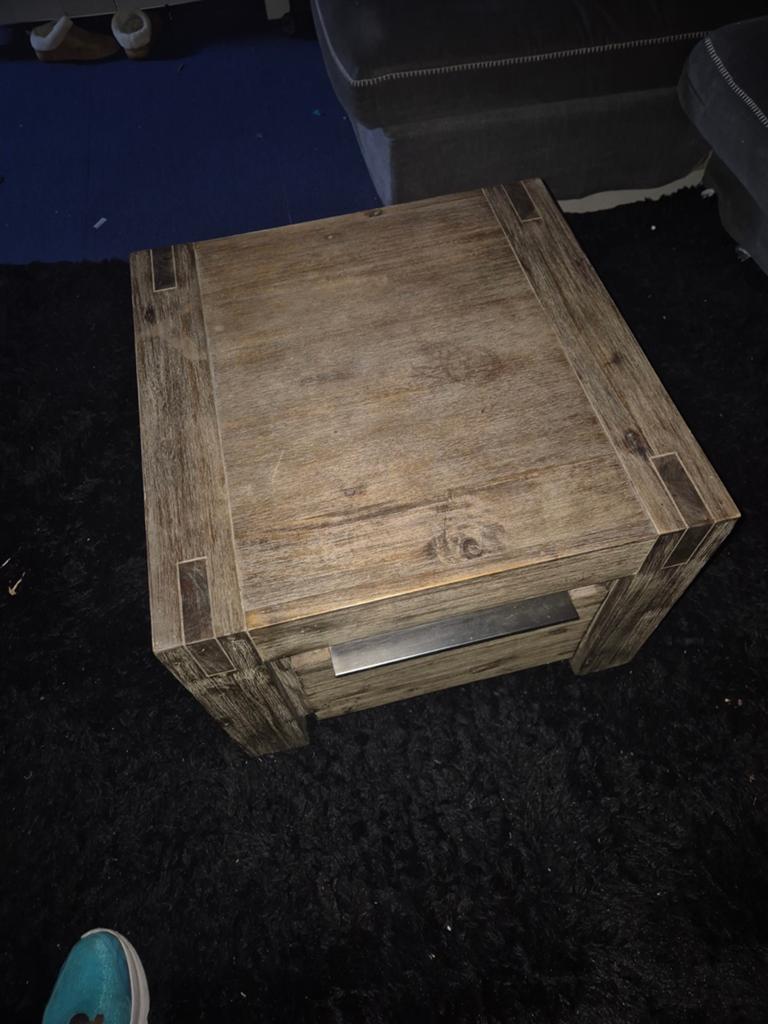 Houten salontafel met lade - Gebruikt, Huis en Inrichting, Tafels | Salontafels, Ophalen, Gebruikt, 50 tot 100 cm, Rustiek