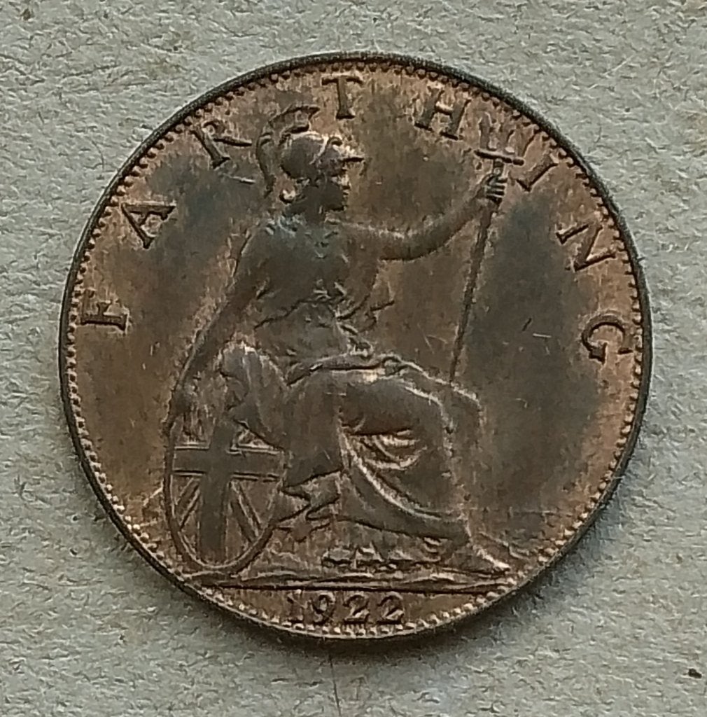 Engeland, farthing 1922, Ophalen of Verzenden, Overige landen, Losse munt