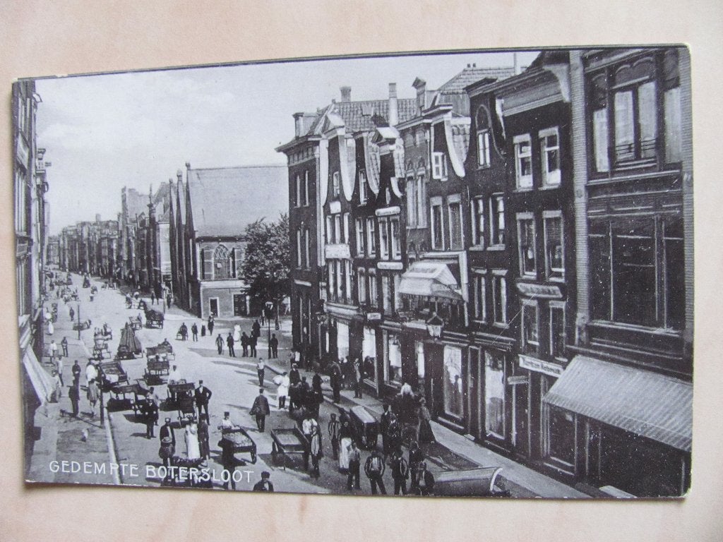 Rotterdam, Botersloot zeer geanimeerd, bazar Francaise, Ophalen of Verzenden, Voor 1920, Zuid-Holland