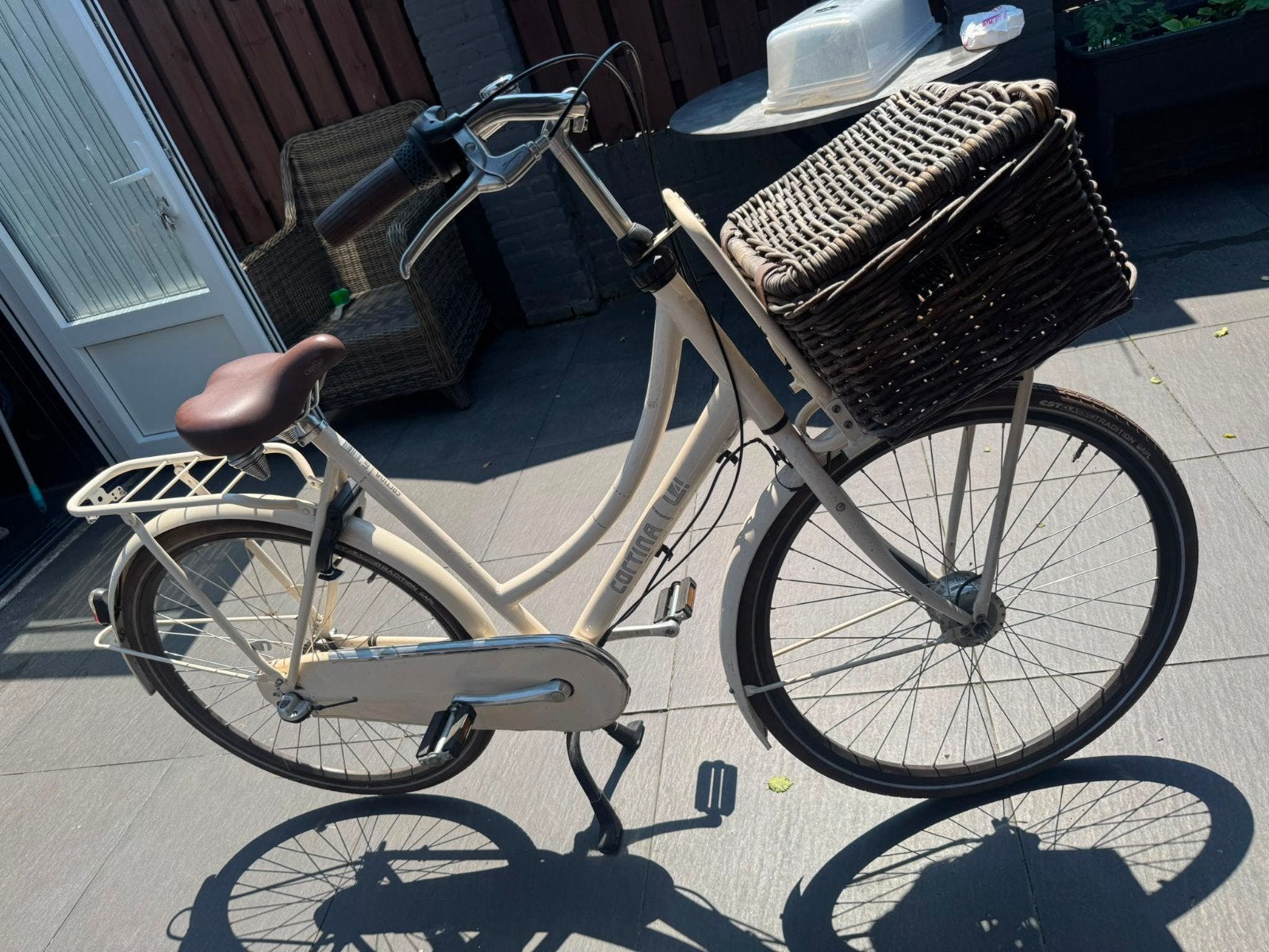 Cortina U4 Transportfiets Dames - Crème met Mand, Terugtraprem, 50 tot 53 cm, Ophalen, Overige merken