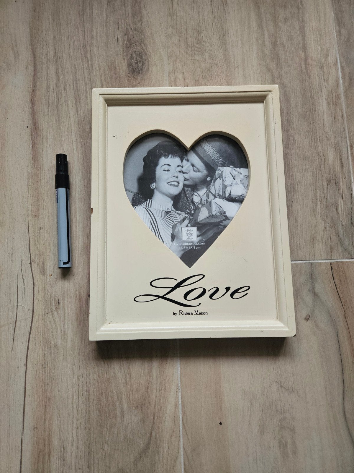 Riviera Maison Fotolijst Hart 'Love' - Vintage Gebruikt, Gebruikt, Hangend, Beige, Ophalen of Verzenden