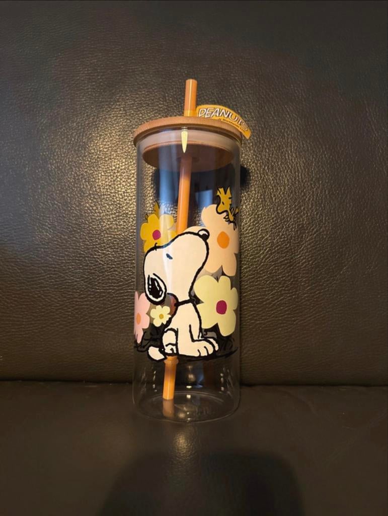 Snoopy drinkbeker met rietje, Nieuw, Ophalen of Verzenden, Meerkleurig, Overige merken