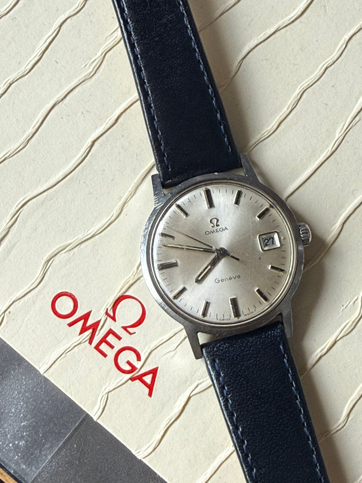 Omega Geneve cal 613 heren vintage horloge met datum, Sieraden, Tassen en Uiterlijk, Horloges | Antiek, Ophalen of Verzenden, Staal