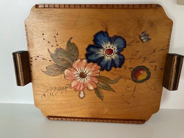 ANTIEK dienblad handbeschilderd jaren 30/40, Antiek en Kunst, Ophalen of Verzenden