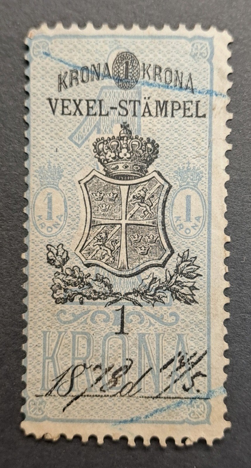 Zweedse 1 Krona Vexel-Stämpel postzegel, gestempeld, Postzegels en Munten, Ophalen of Verzenden