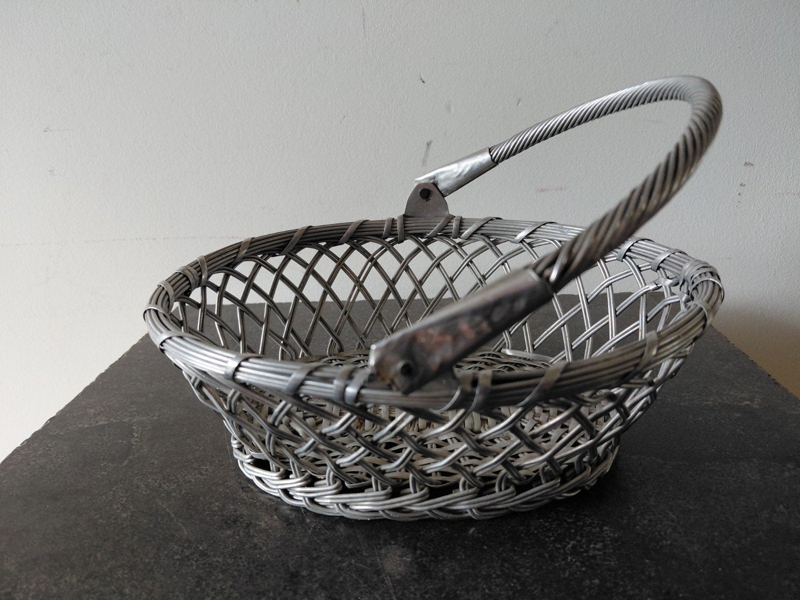 Vintage aluminium mandje - Broodmandje - Fruitmandje, Ophalen of Verzenden