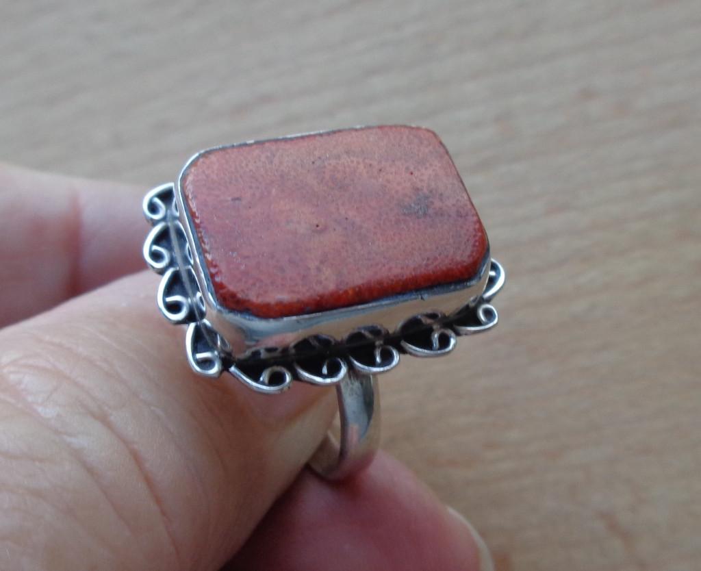 zilveren ring met natuurlijke jaspis [851], 18 tot 19, Verzenden, Zo goed als nieuw, Dame