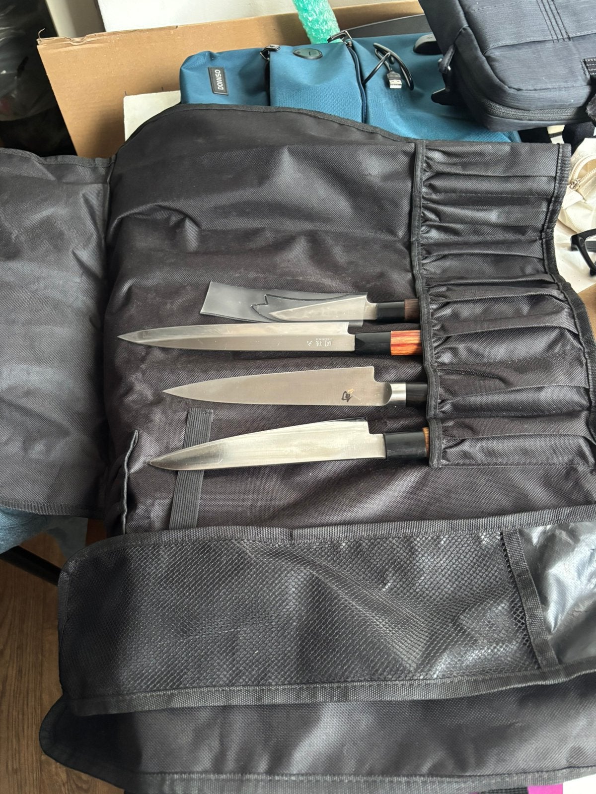 Japanese knife sets+knife roll+ sharpening stone, Audio, Tv en Foto, Fotografie | Fotostudio en Toebehoren, Ophalen of Verzenden