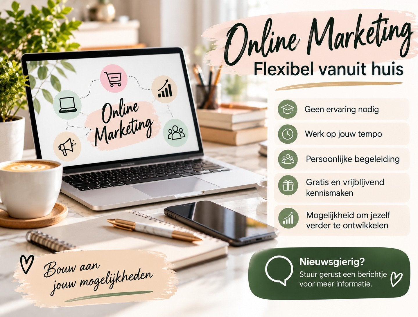 Gratis Online Marketing | Flexibel vanuit huis, Starter, Overige vormen, Overige uren, Overige niveaus