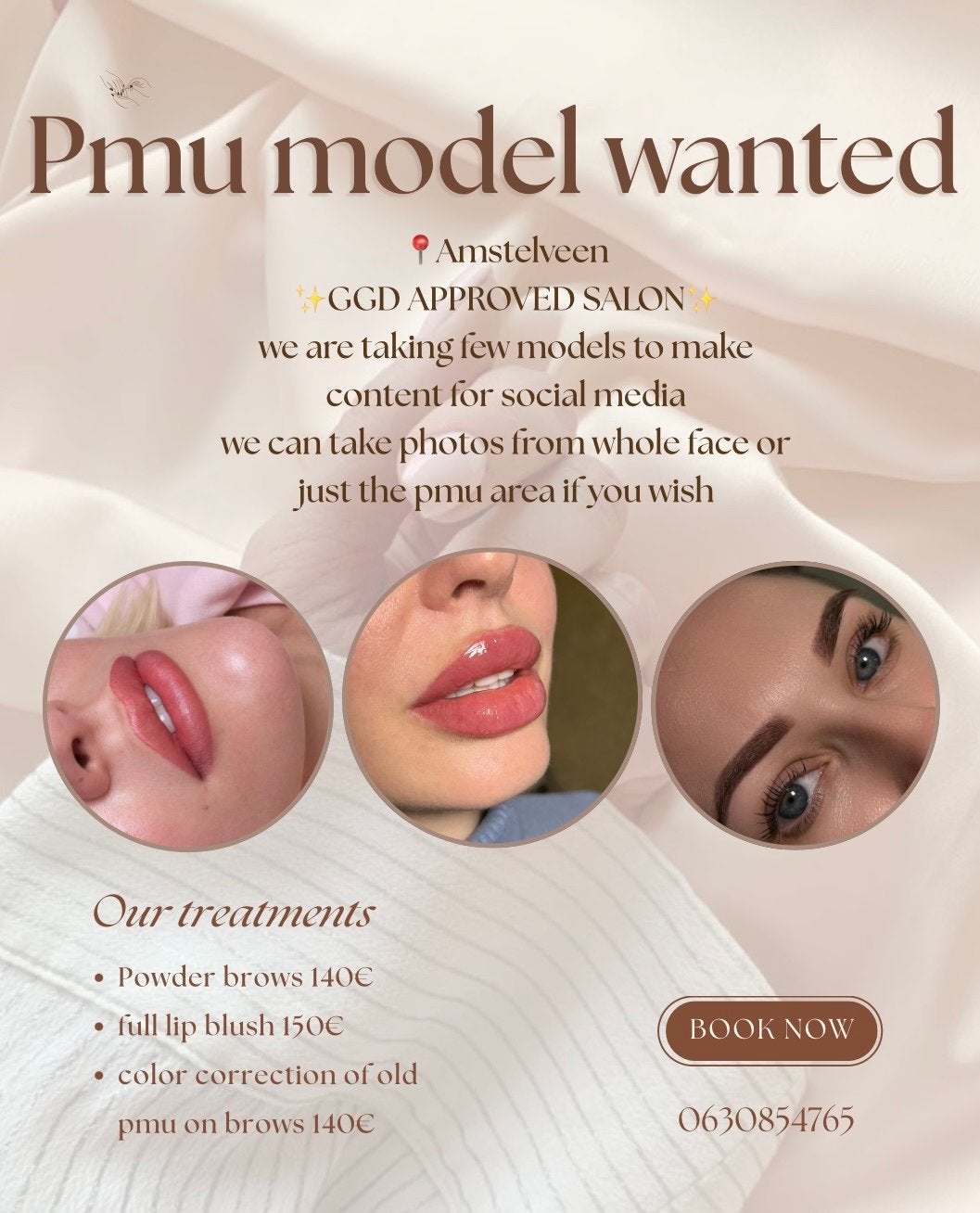Model for PMU lip blush & powder brows, Ophalen of Verzenden