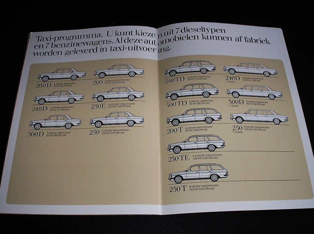 Mercedes-Benz Taxi W123; keuze uit 14 uitvoeringen, dec.1981, Ophalen of Verzenden, Zo goed als nieuw, Mercedes