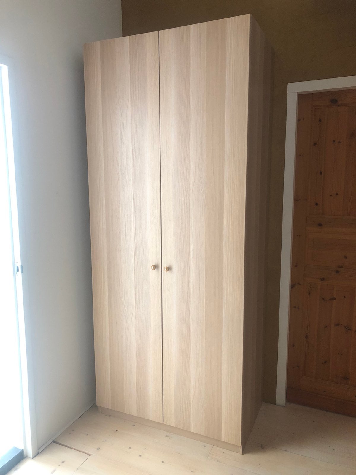 Pax kledingkast wit gelazuurd eiken, Ophalen, Met deur(en), 200 cm of meer, 50 tot 100 cm