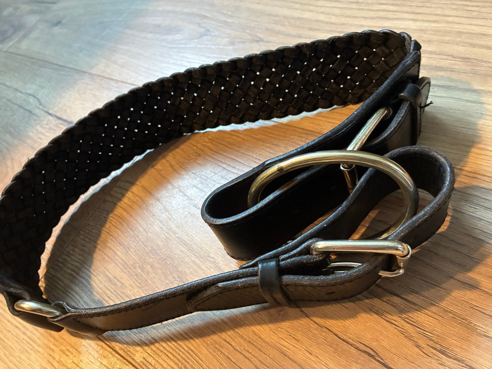 Ralph Lauren Gevlochten Leren Riem - Zwart, 3 tot 5 cm, 90 tot 100 cm, Heupriem, Ophalen of Verzenden