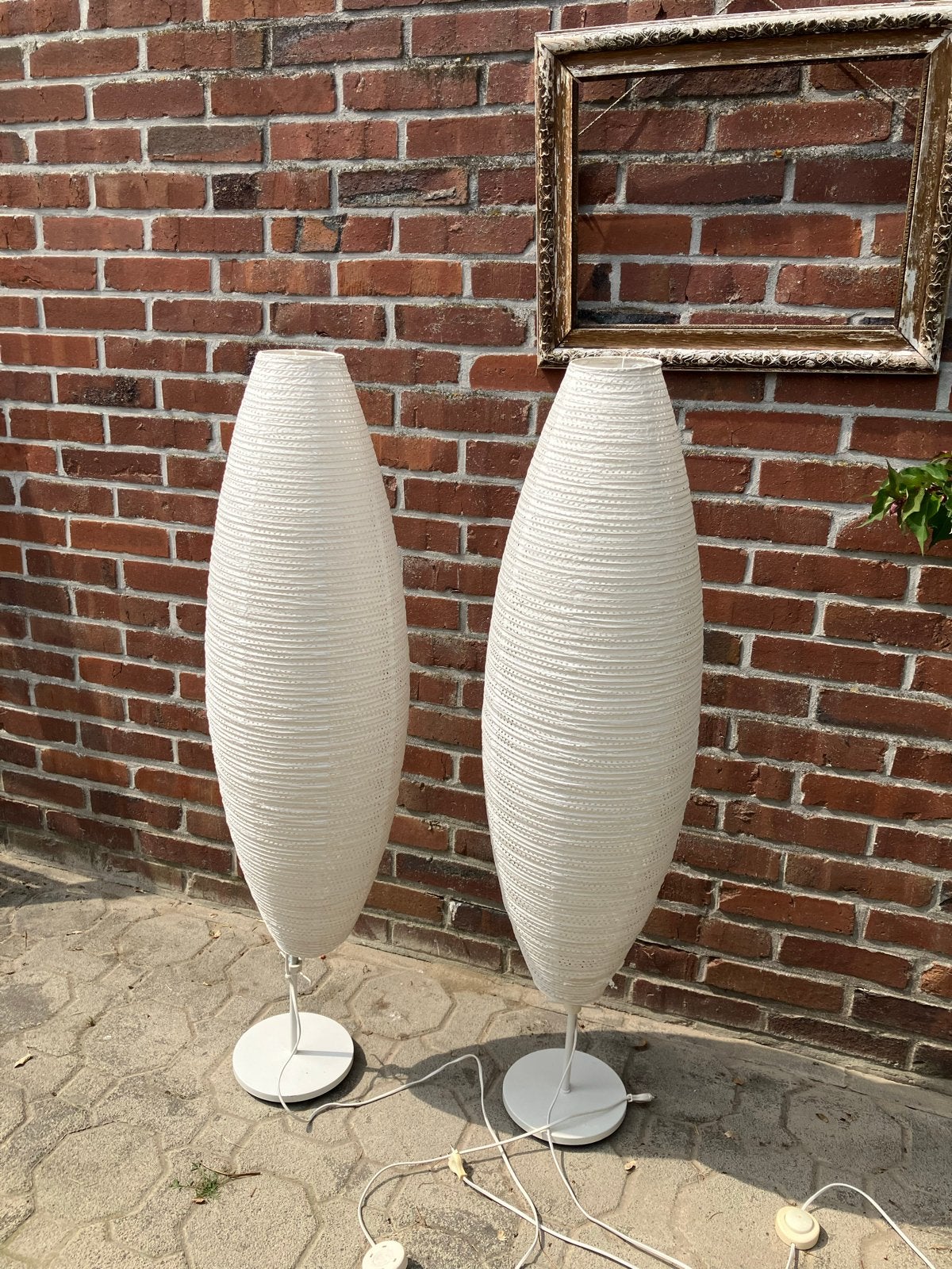 Set van 2 vloerlampen - Witte papieren lampen, Ophalen, Gebruikt, E27 (groot), 100 tot 150 cm
