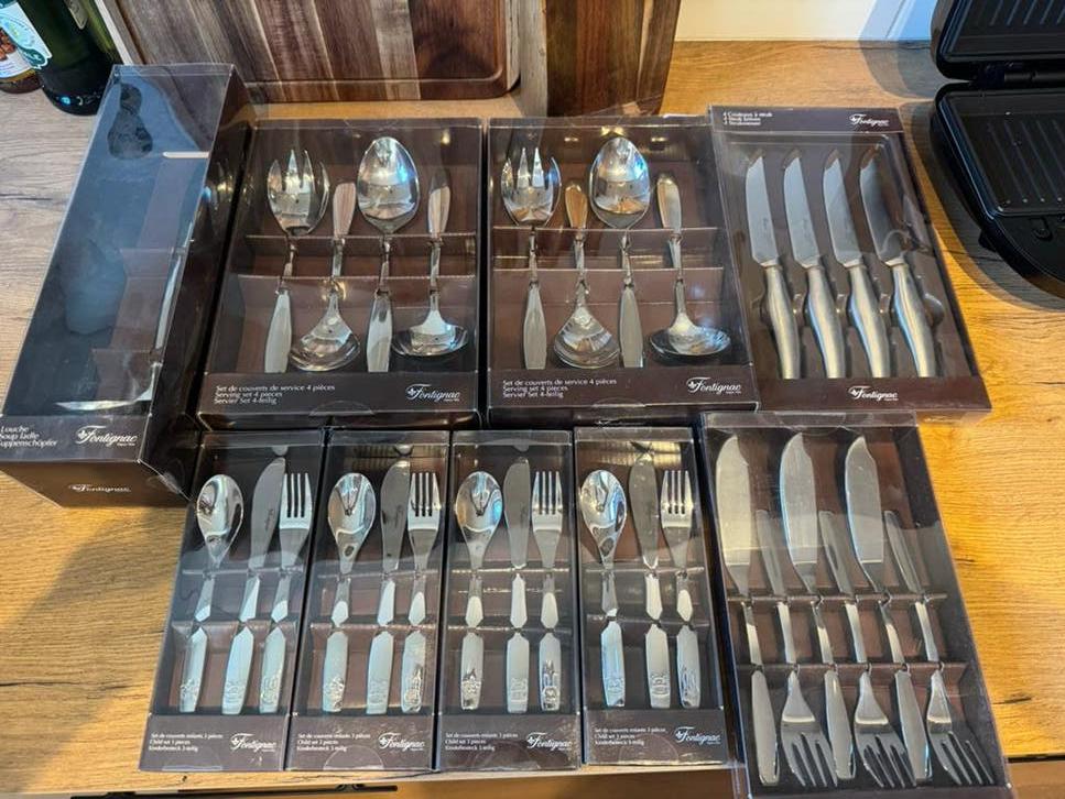 Fontignac Bestek Diverse Sets: Steak, Opschep, Kinder, Vis, Nieuw, Ophalen of Verzenden, Rvs of Chroom, Vaatwasserbestendig