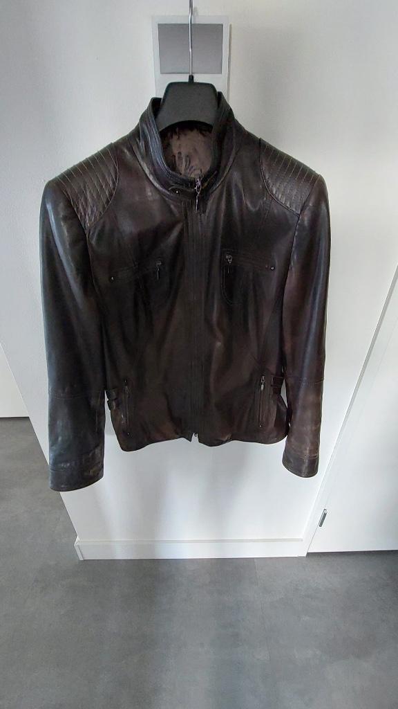Gerry Weber leren jack, dames, maat 44, bruin, Bruin, Maat 42/44 (L), Ophalen of Verzenden, Jasje