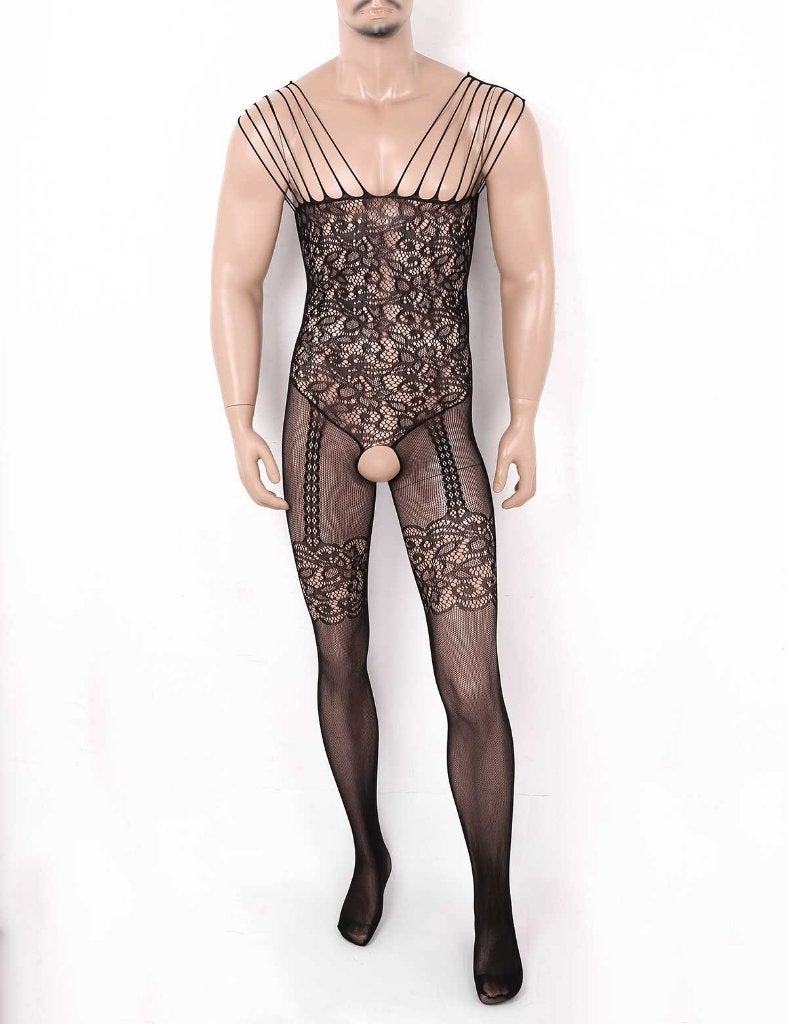 Heren zwarte body 1, Verzenden, Zwart, Nachtkleding