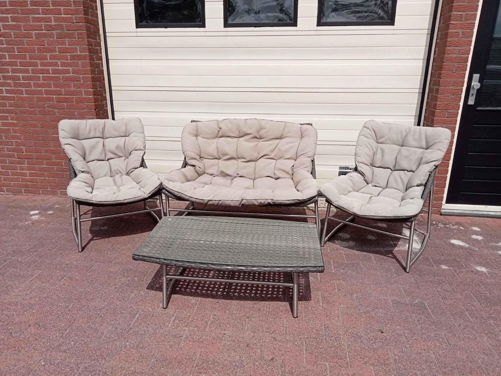 Loungeset tuin stoelen bank tafel compleet, Ophalen of Verzenden, Bank