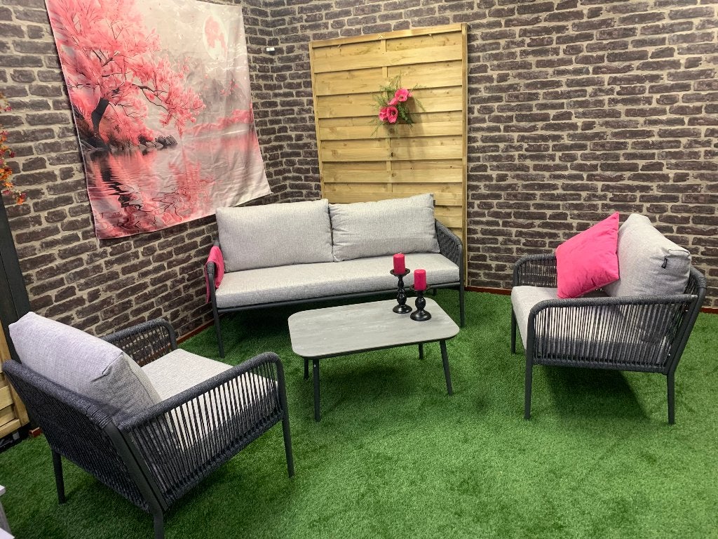 Loungeset Nova, Tuin en Terras, Tuinsets en Loungesets, Nieuw, Loungeset, Aluminium, 4 zitplaatsen, Bank, Bijzettafel, Stoel, Ophalen