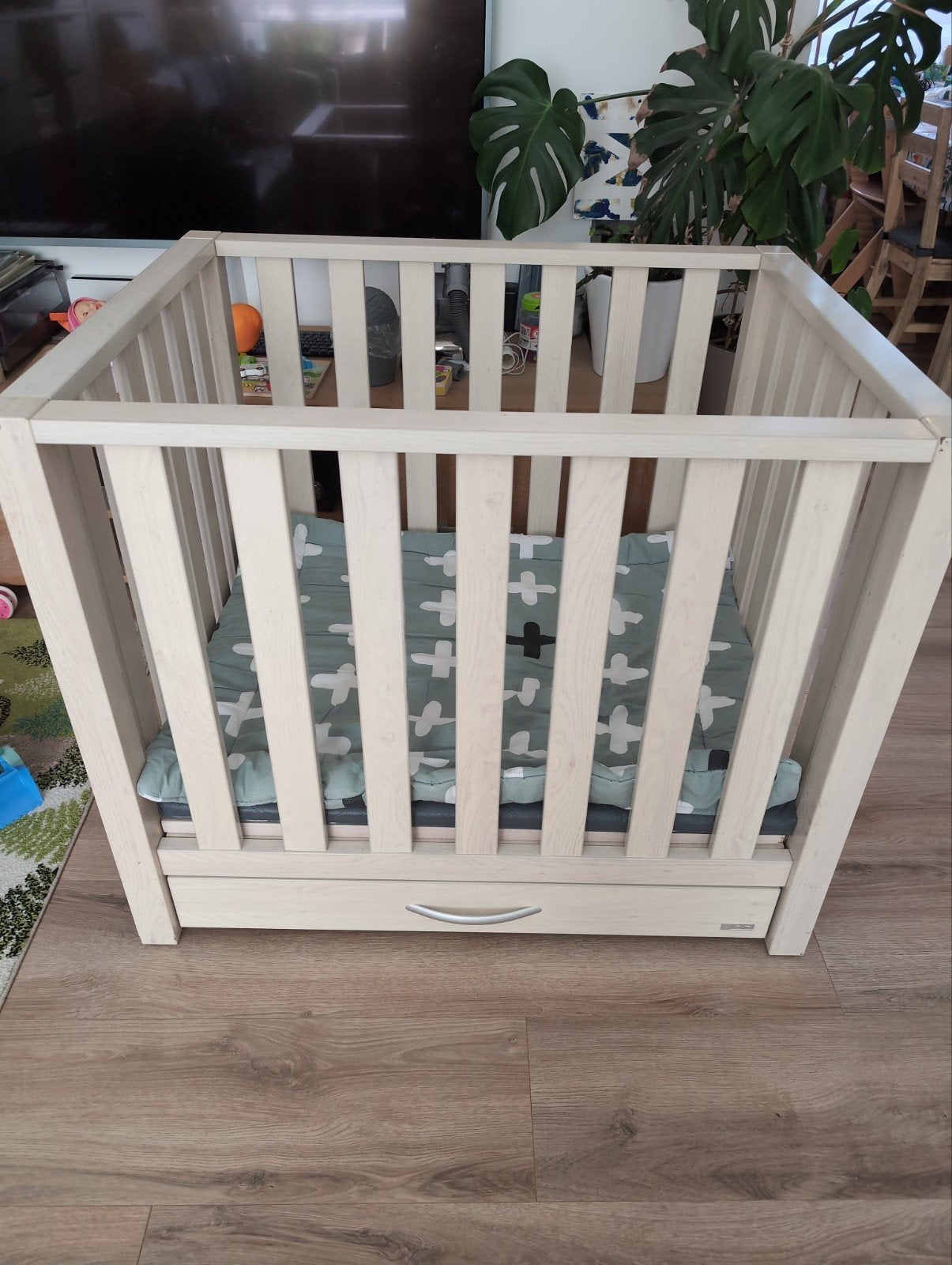 Box met matras, boxkleed en lade (80x101x85 cm), Kinderen en Baby's, Boxen, Ophalen, Gebruikt, Rechthoekig, Boxkleed