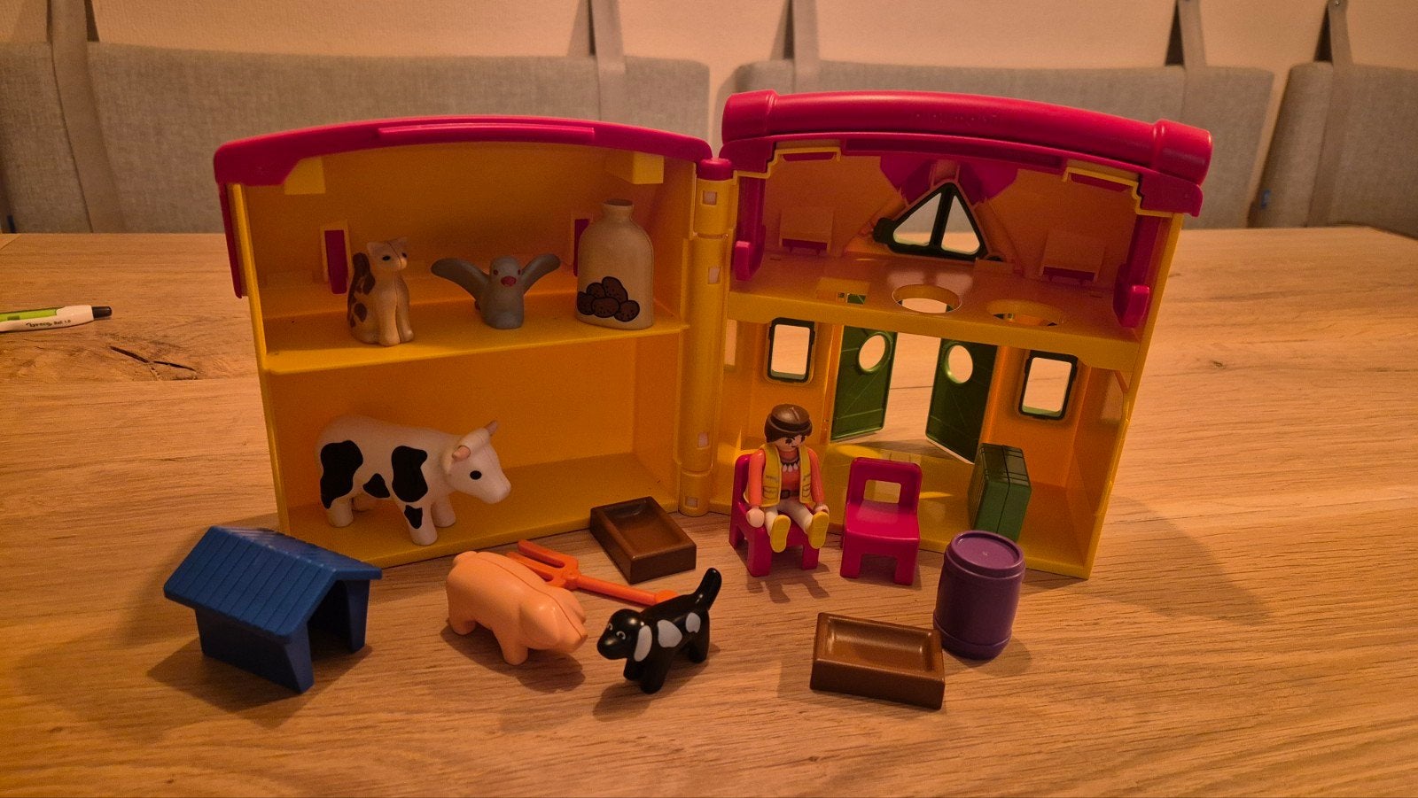 Playmobil 1.2.3 Boerderij met Dieren en Figuur, Gebruikt, Gebouw, Complete set, 1.2.3