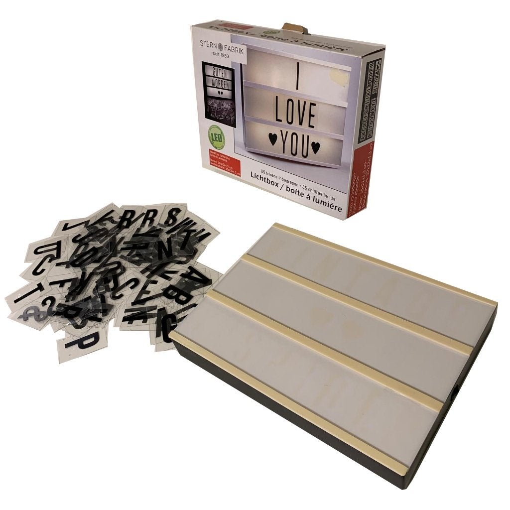 LICHTBOX met letters Stern Fabrik 30x22x3 cm., Tekstbord, Gebruikt, Hema, Ophalen of Verzenden