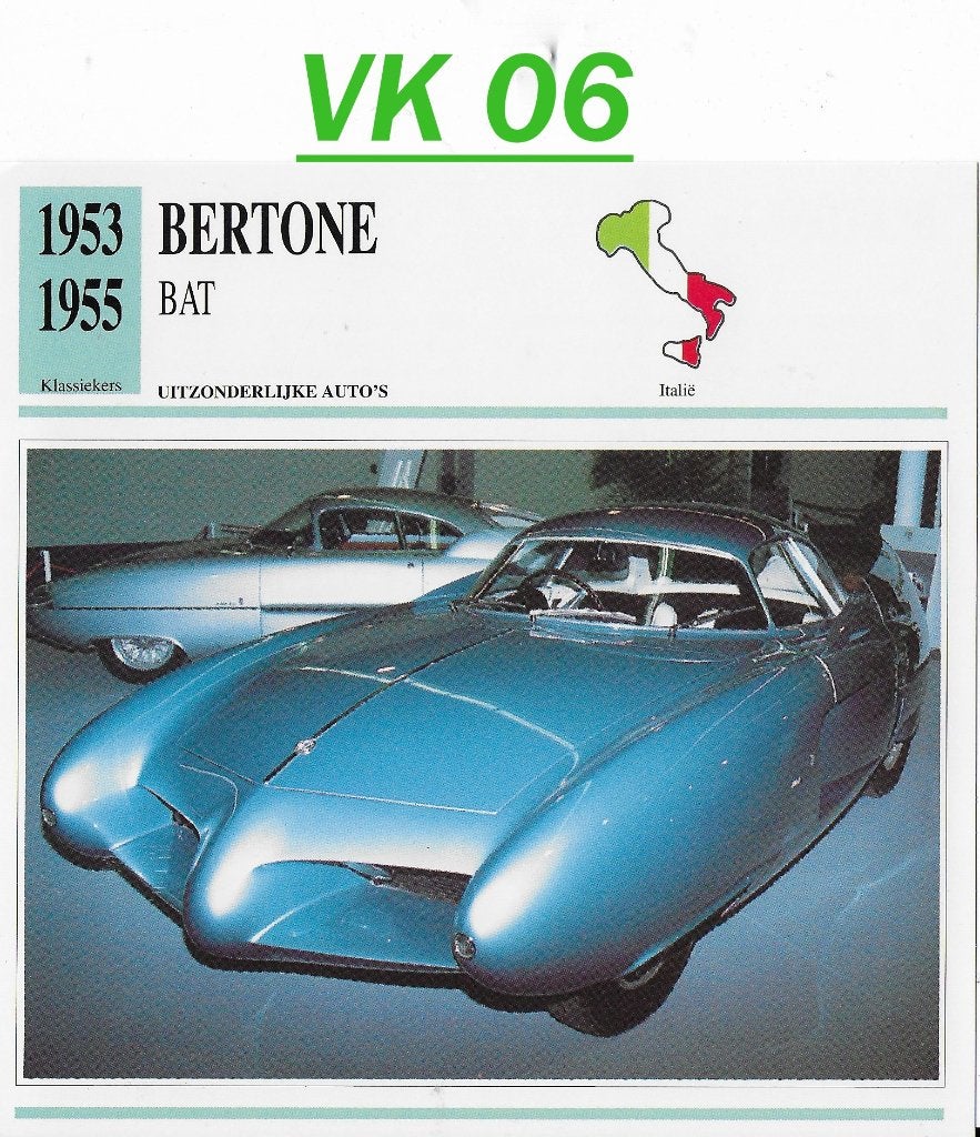 Vk6 autokaart bertone bat ( 1953- 1955 ) -, Ophalen of Verzenden, Zo goed als nieuw, Auto's