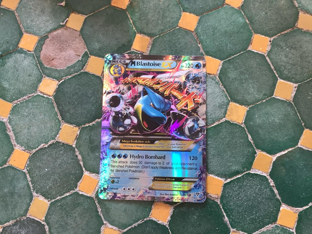 Pokémon M Blastoise EX Kaart - Zeldzaam en Foil, Ophalen of Verzenden, Zo goed als nieuw, Losse kaart, Foil