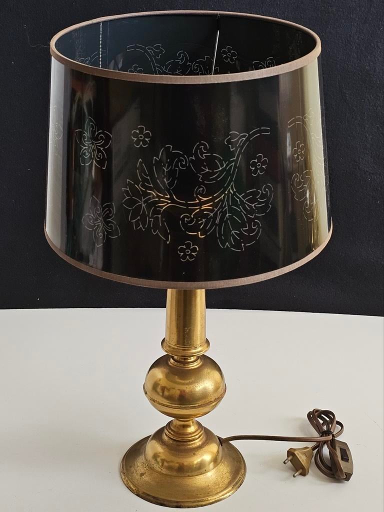 Grote vintage brass tafellamp. Frankrijk 1960-1970, Ophalen of Verzenden