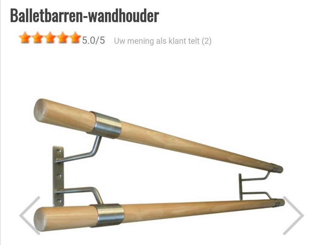 Balletbarre met wandhouders, 114 cm breed, Ophalen, Zo goed als nieuw