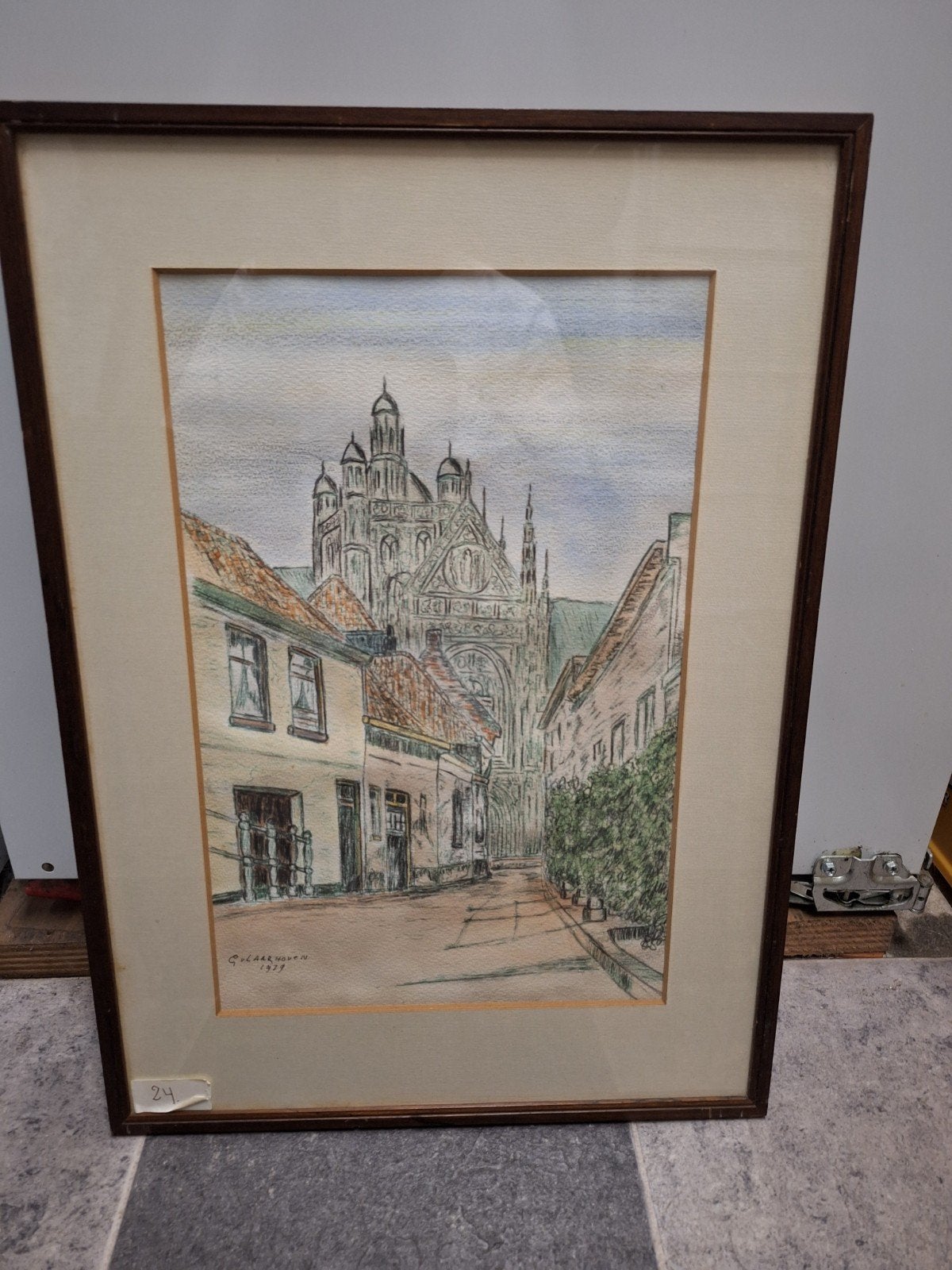 Schilderij G. van Laarhoven - Stadsgezicht 1979 Den Bosch, Antiek en Kunst, Ophalen of Verzenden, Oud hollands, Stads- / dorpsgezicht