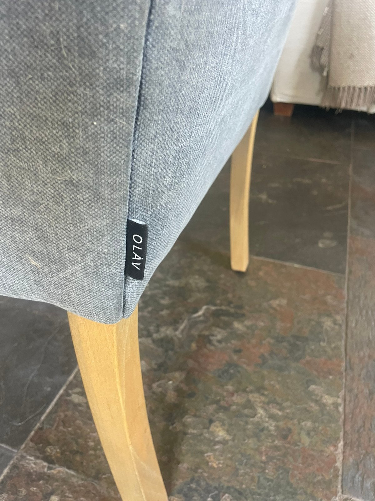 6 landelijke eetkamerstoelen, grijs., Ophalen, Gebruikt, Landelijk, Stof