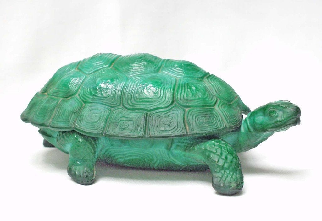 Geperst malachiet kristalglas - Mario Petrucci - Schildpad., Ophalen of Verzenden
