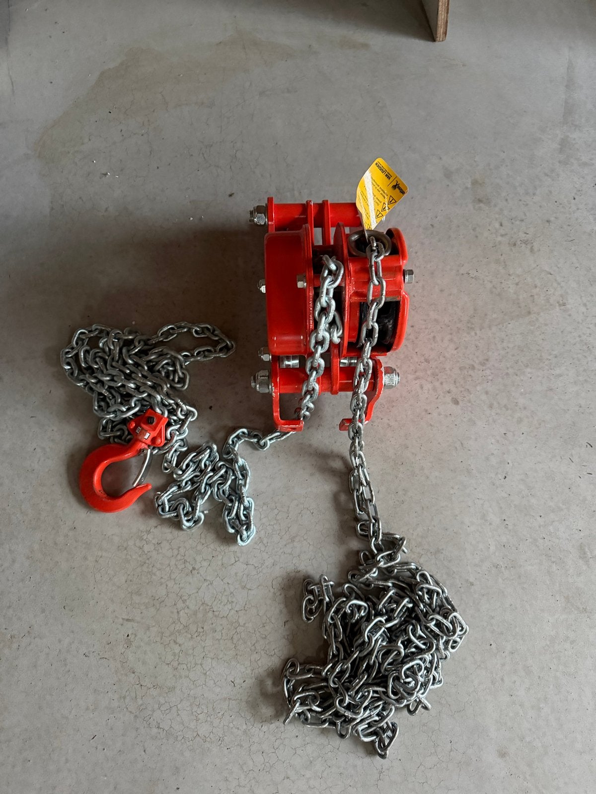Kettingtakel met loopkat - 750 kg, 300 cm kettinglengte, Ophalen of Verzenden, Gebruikt, Handmatig