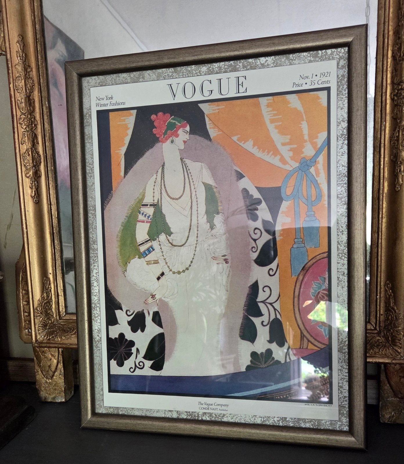 Mooie oude Vogue ingelijste poster, Ophalen of Verzenden