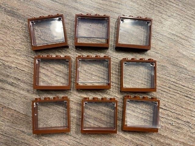 lego kozijnen bruin 1x4x3 met open slaande ramen (8), Ophalen of Verzenden, Nieuw, MOC (eigen creatie), Lego