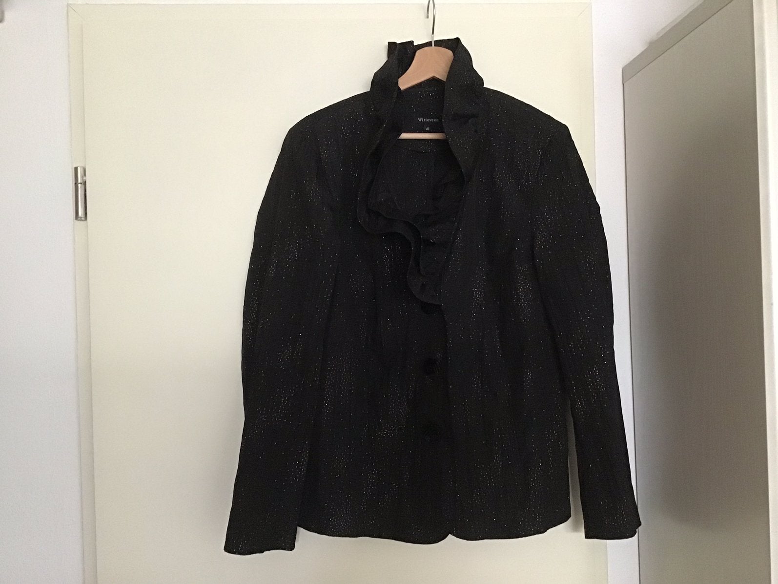Zwarte blouse met glitters, Kleding | Dames, Blouses en Tunieken, Ophalen of Verzenden, Zo goed als nieuw, Maat 42/44 (L), Zwart