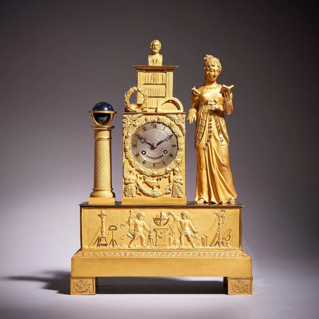 Bronzen ormolu vuurvergulde pendule 1825 Leroy a Paris, Ophalen