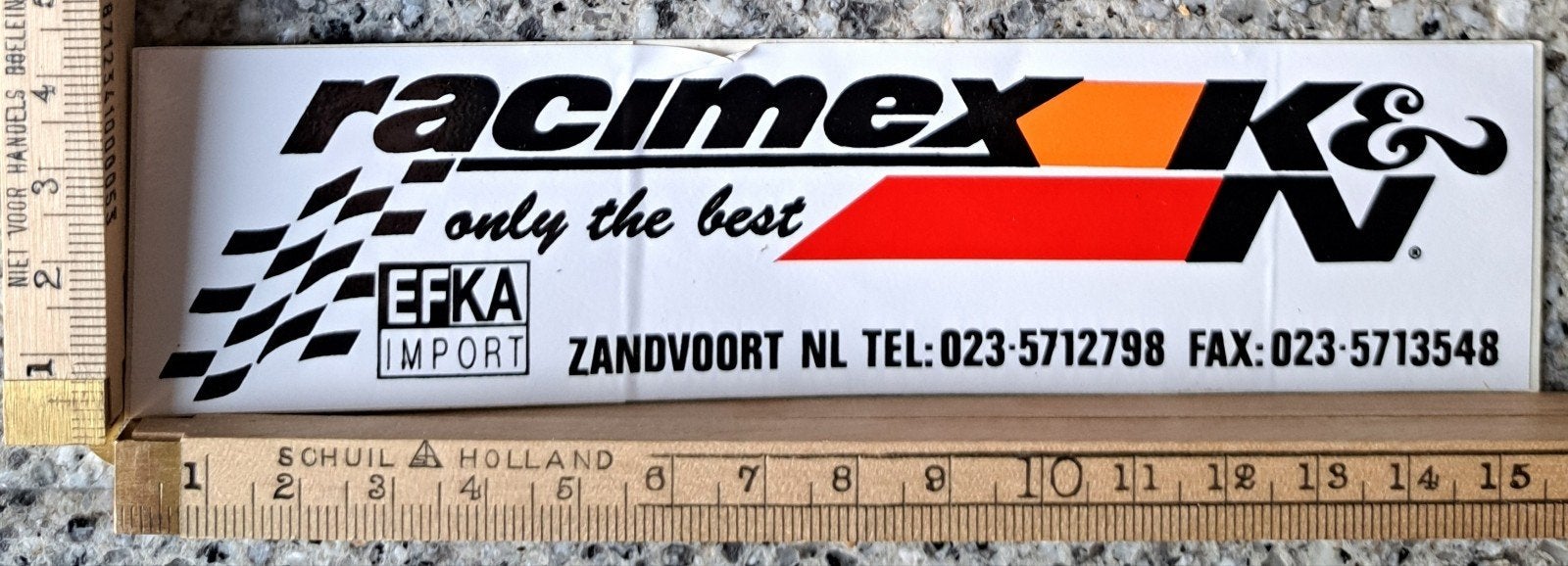 Vintage sticker Racimex K&N checkered flag finish vlag, Ophalen of Verzenden, Zo goed als nieuw, Auto of Motor